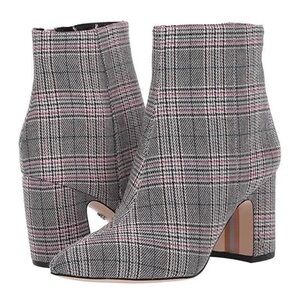 Sam Edelman Black and Pink Plaid Ankle Boots SZ 8 EUC